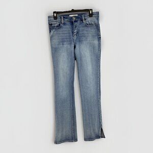 KanCan Womens Straight Leg Mid-Rise Ankle Slit Jeans Light Wash Stretch Sz 7/27